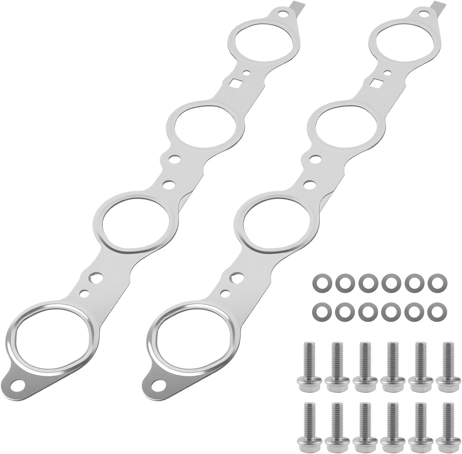2PCS Exhaust Manifold Gasket Set with Header Bolts,Exhaust Manifold Bolts Gasket Set Compatible with Cadillac,GMC,Exhausts Manifolds Gaskets Kit Replace OEM#12558573,12620947