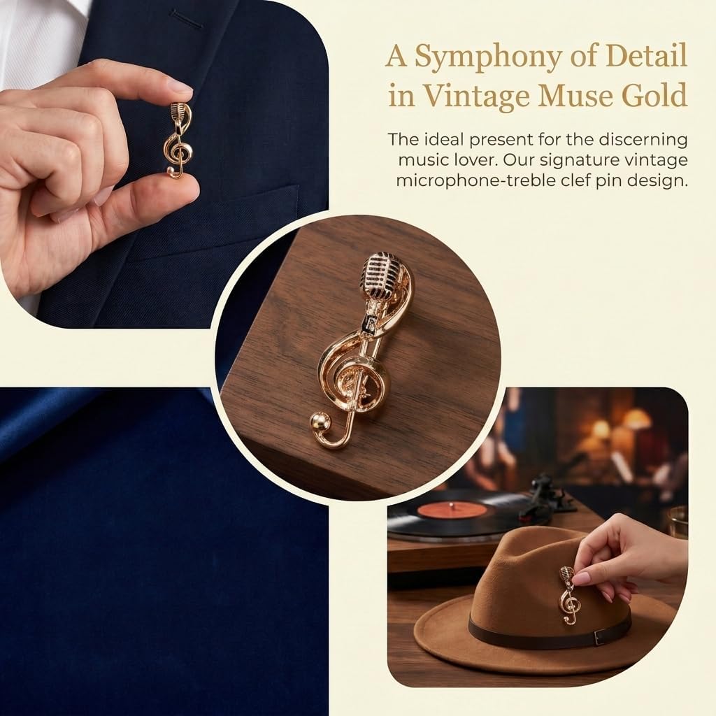 12Pcs Music Lapel Pin, Gold Brooch for Men Suit image 4