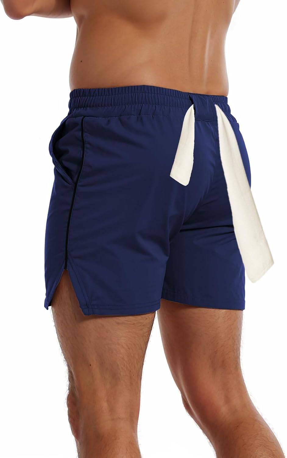 Men's 2 Pack Gym Workout Shorts Quick Dry Lightweight Athletic Running Shorts with Towel Loop