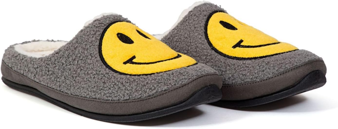 DEER STAGS メンズ グレー スマイリーフェイス クッション ラウンドトゥ スリッポン スリッパ UKサイズ 8、グレー、9