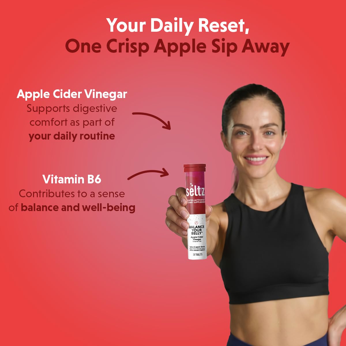 Seltz Apple Cider Vinegar Drink Tablets, Effervescent ACV with Vitamin B6 — Amazon image 2