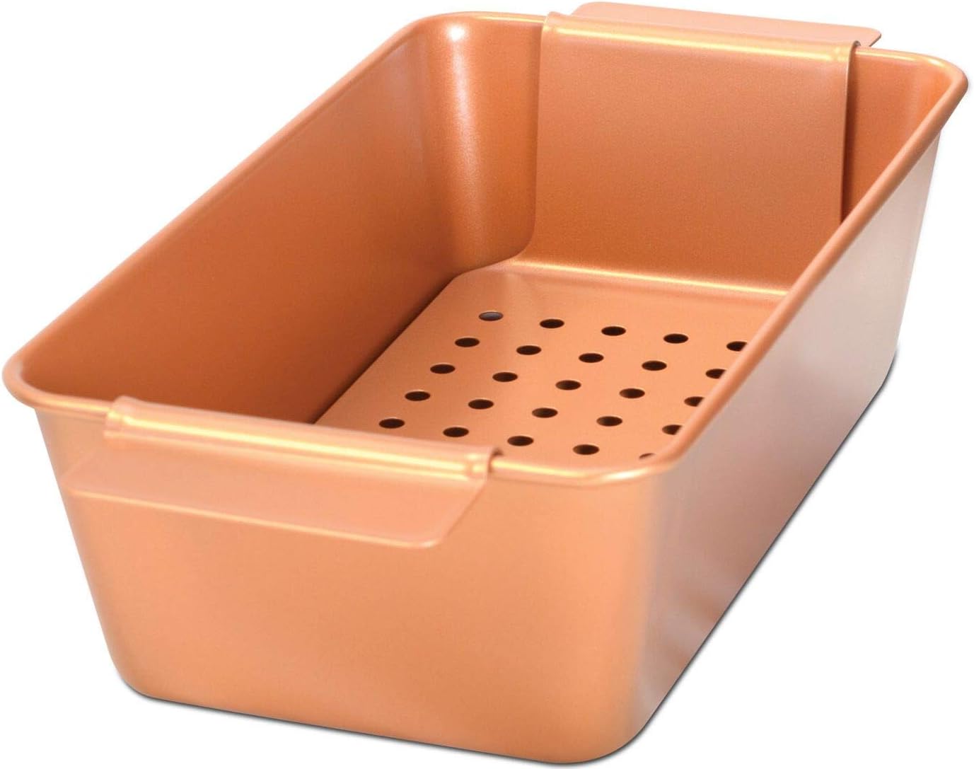 Meatloaf Pan professional Healthy Non-Stick Copper Coating 2-Piece With Removable Tray Drains