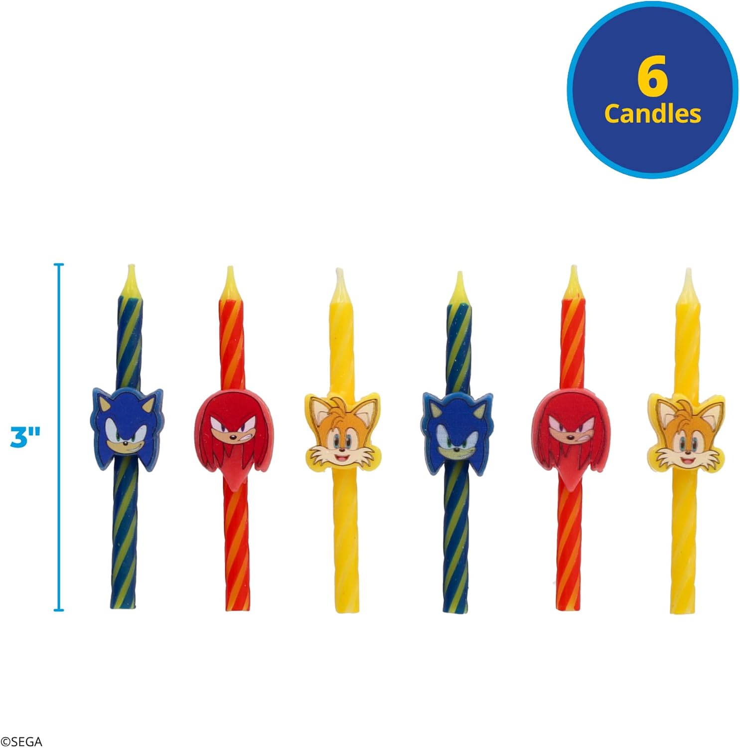 Sonic the Hedgehog Birthday Candles | Cake Decoration Toppers | 6 Count