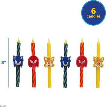 Sonic The Hedgehog Cake Candles | 6 Birthday Cake Candles Featuring Sonic, Knuckles, Tails, for Sonic Party