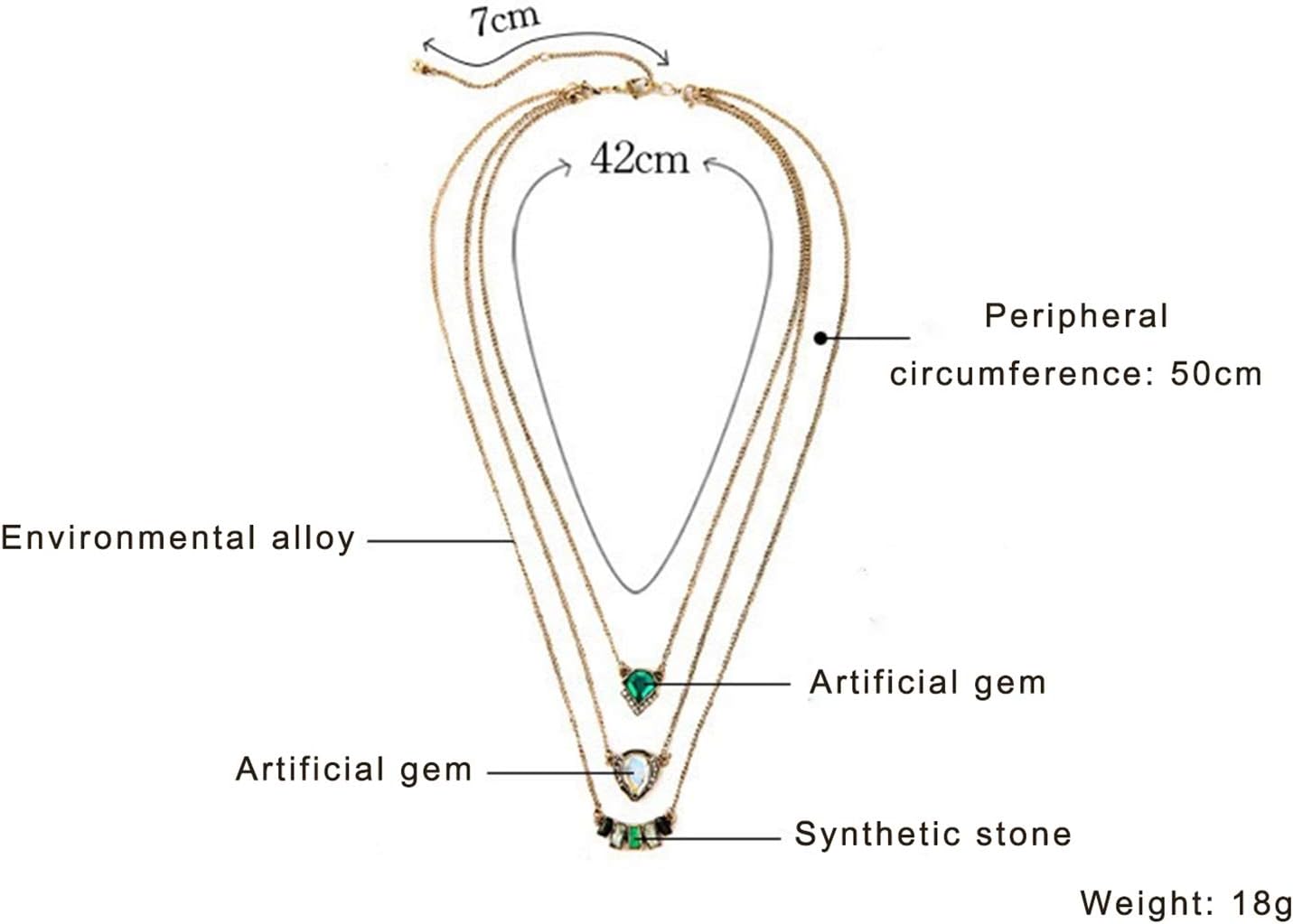 Vintage Emerald Layered Necklace, Boho Layered Cross Pendant Necklace Turquoise Gold Chain Necklace Adjustable Baroque Layered Necklaces Emerald Jewelry for Women - Image 8