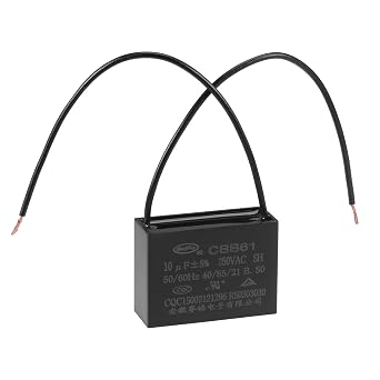 uxcell Ceiling Fan Capacitor CBB61 10uF 250V AC 2 Wires Metallized Polypropylene Film Capacitor 47x34x18mm for Electric Fan Pump Motor Generator