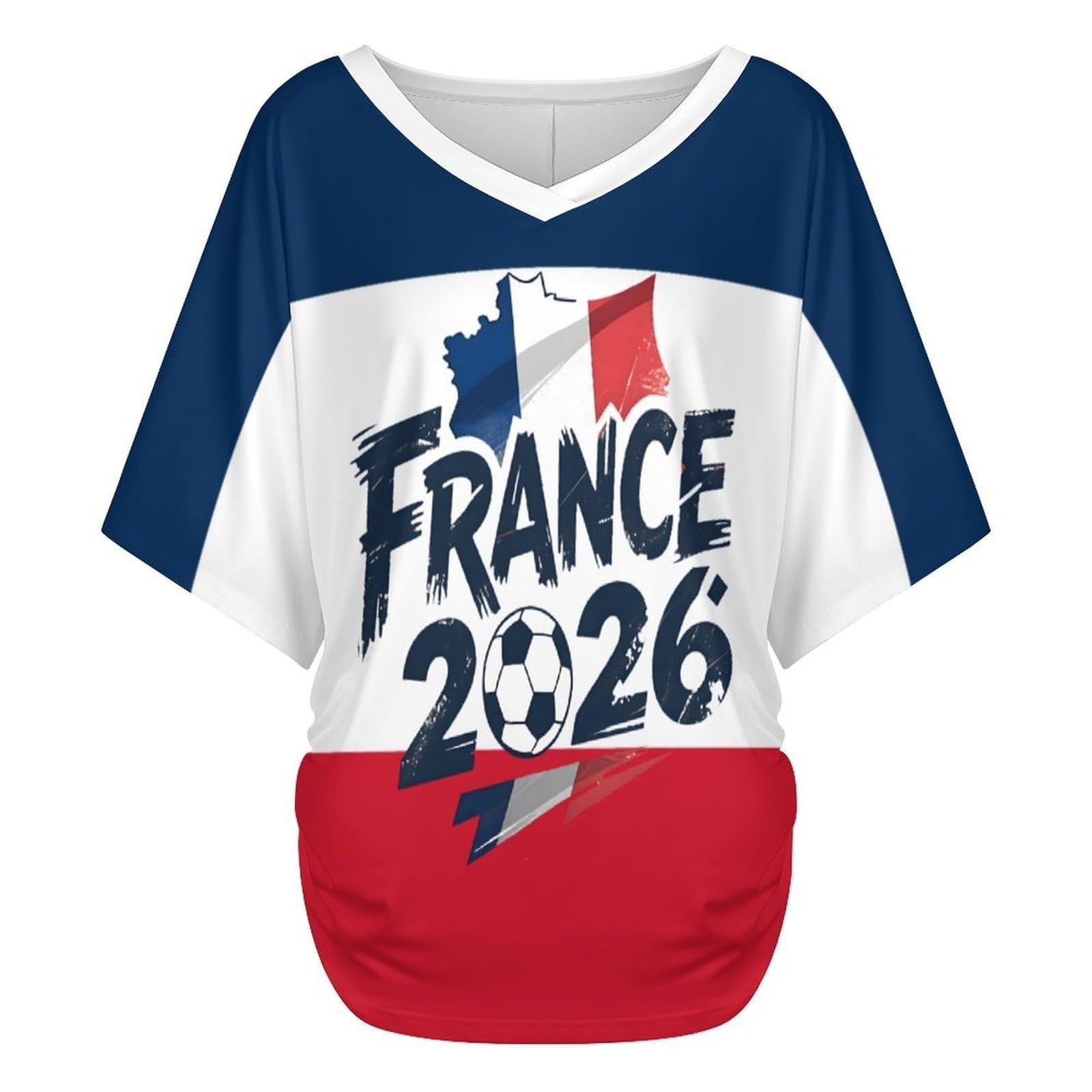 Maillot Equipe de France Foot 2026 Tee Shirt Femme - Été Supporter Football T-Shirt Musique Mode Streetwear Impression pour Les Fans de Sport