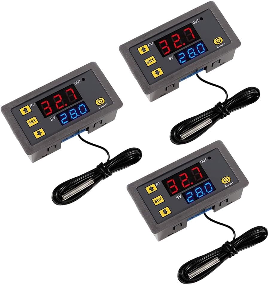 3PCS W3230 Digital Temperature Controller Thermostat Switch, -50 to 120°C Range, 0.1°C Accuracy, 1m Waterproof Sensor, for Freezer Refrigerator AC