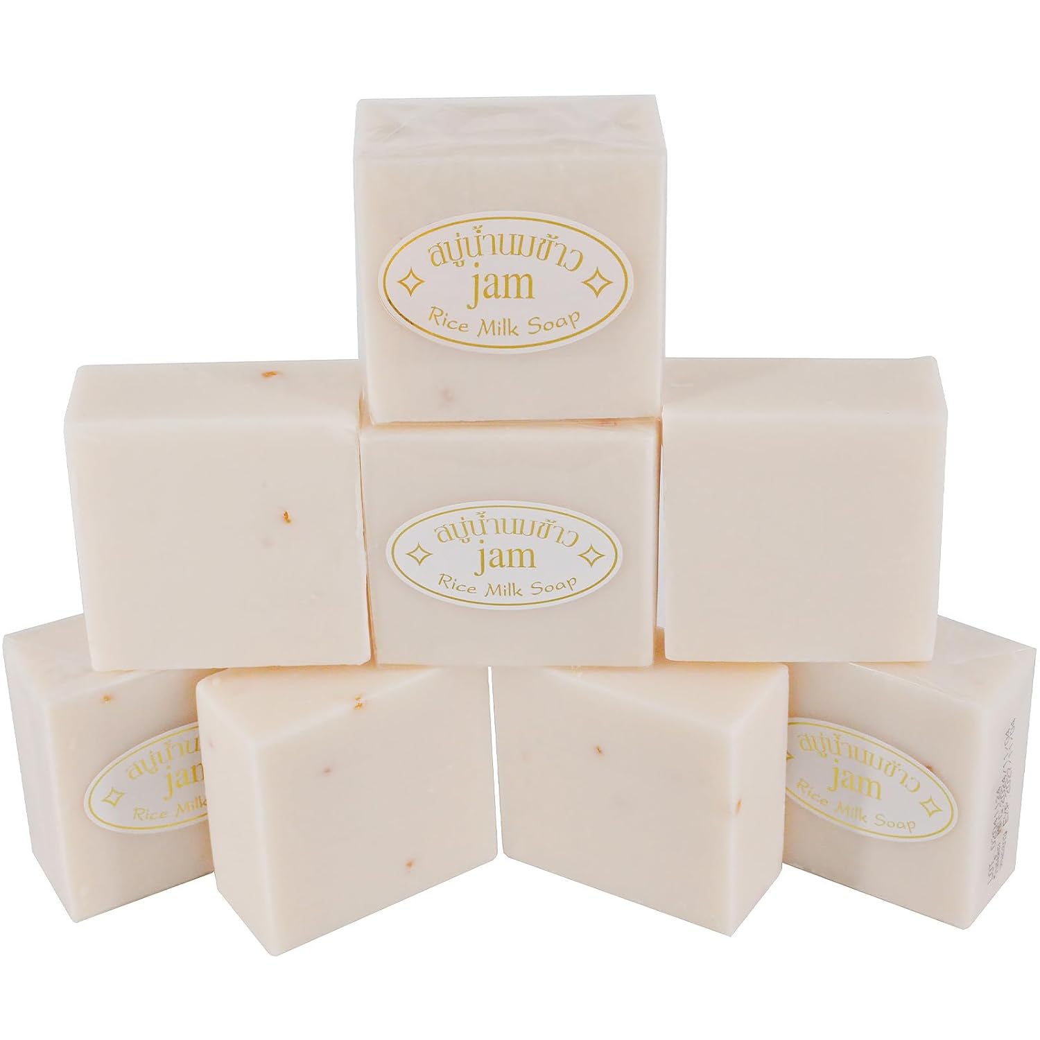 Authentic 12PCS Thai Rice Soap - Handmade Cold - Process.65g/pcs.Ideal for bath, hand, face.gift (12PCS)