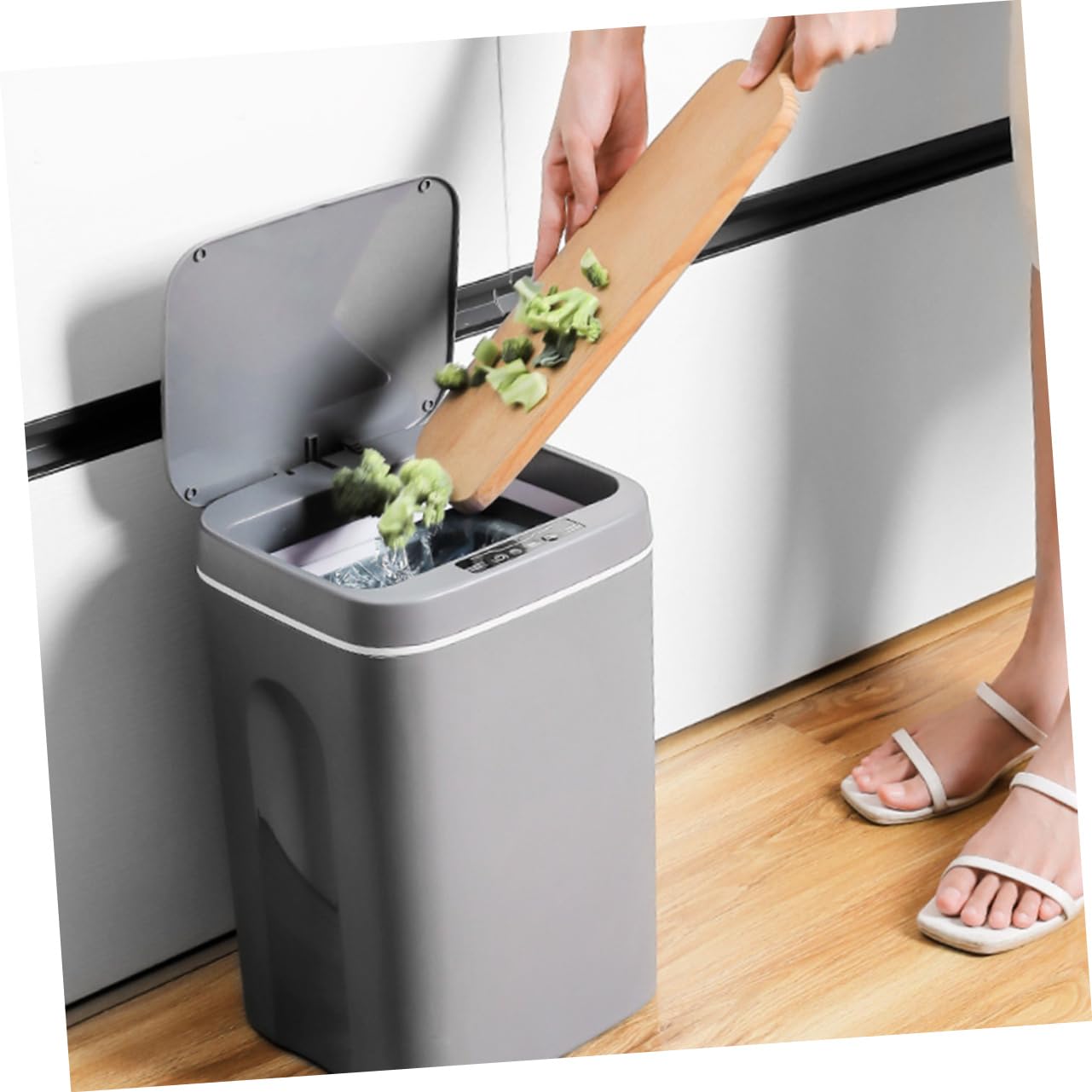 Automatic Induction Trash Can Lid Large Capacity Kitchen Garbage Bin Self-Sealing Motion Sensor Trash Can for Bathroom and Bedroom 13 Gallon