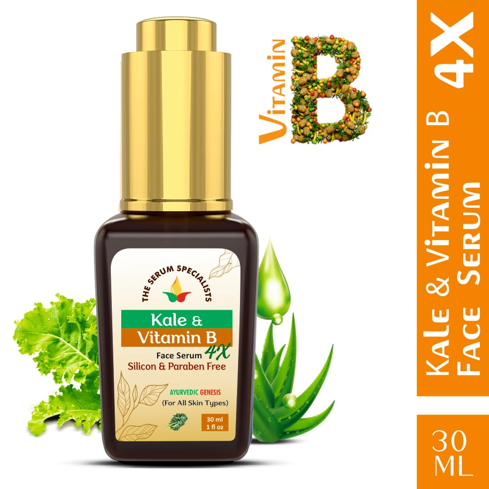 Image of Kale Vitamin B12 Face Serum - Nourishes & Rejuvenates Skin | Infused with Kale & Vitamin B12 | Superfood Boost for Vitality & Renewal | All Skin Types - 30ml