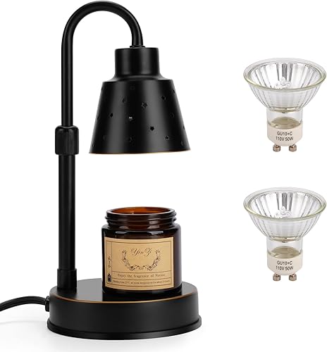 Lámpara calentadora de velas con 2 bombillas, regulable eléctrico, fusión superior para luz calentadora de cera perfumada, compatible con velas