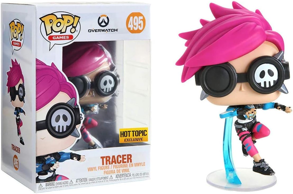 Tracer (Hot Topic Exclusive): Funko POP! Games Vinyl Figure & 1 POP! Compatible PET Plastic Graphical Protector Bundle [#495 / 38149 - B]