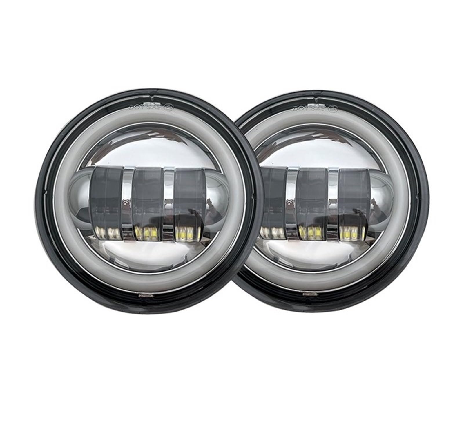 Faro Moto Per FLHTCU Per FLSTC Per Softail LED Fendinebbia | Fendinebbia LED per moto 2 pezzi da 4,5 pollici con DRL Halo Angel Eyes 30W Lampada passante ausiliaria rotonda impermeabile