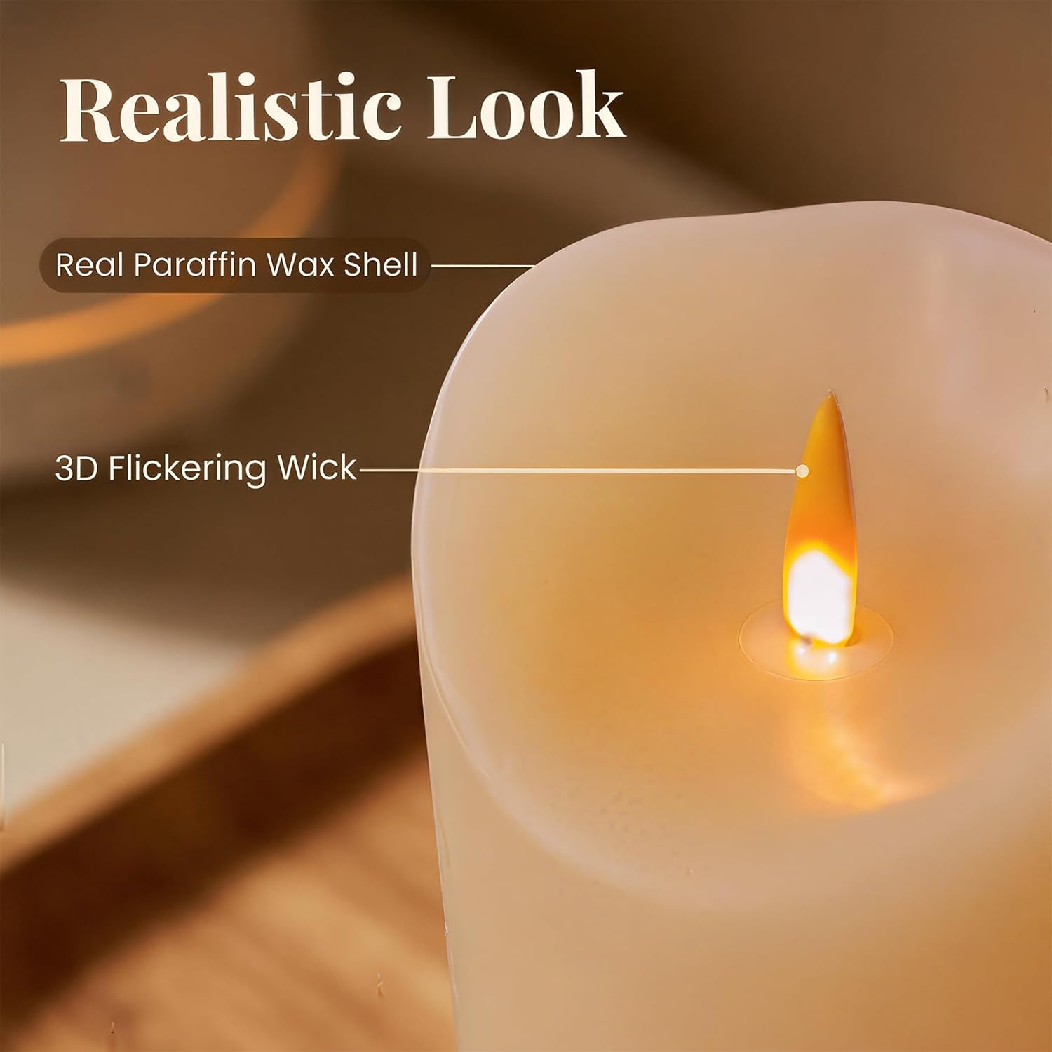Rechargeable flameless Candle, LED Candle, Ivory Real Wax Flickering Pillar Candle, with Remote Control and Timer, Suitable for Home/Outdoor/Holiday Decoration - Image 4