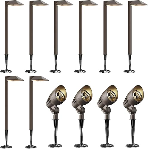 GOODSMANN Path Lighting - Paquete de 8 luces LED de bajo voltaje para paisaje, 0.6 W, 22 lúmenes, luces de jardín con 4 unidades, 5 W, 400 lúmenes,