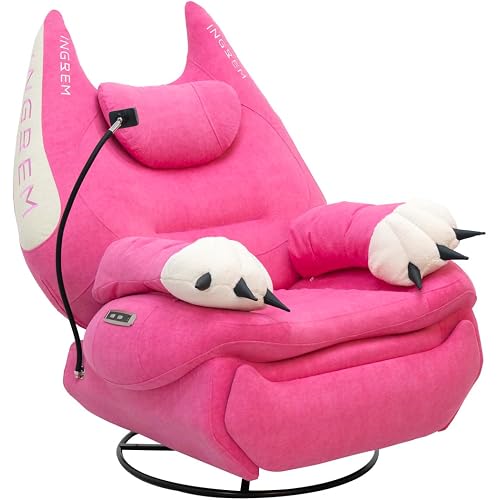 INGREM Smart Recliner with Adjustable Settings, Voice-Activated Home Theater Gaming Seat Rocker, Electric Lounge Chair Featuring USB Port ，Phone Holder and Cat Claw Armrest (Rose Pink)