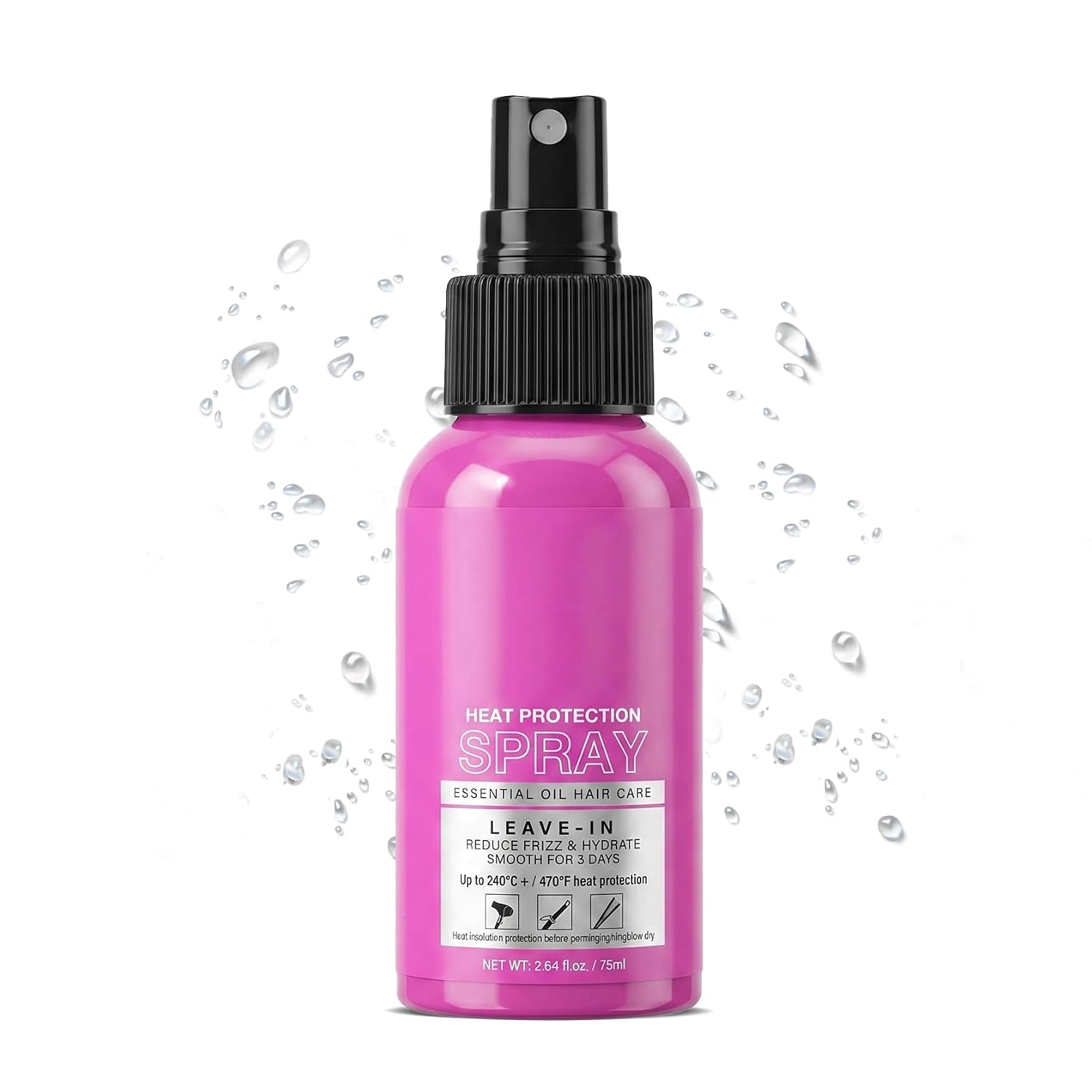 Heat Protection Spray for Hair,Leave-In Moisturizing Hair Heat Protectant Spray for Heat Styling,Coloring,Protection,Reduces Frizz,Hair Mist with Argan Oil,2.64 Fl Oz