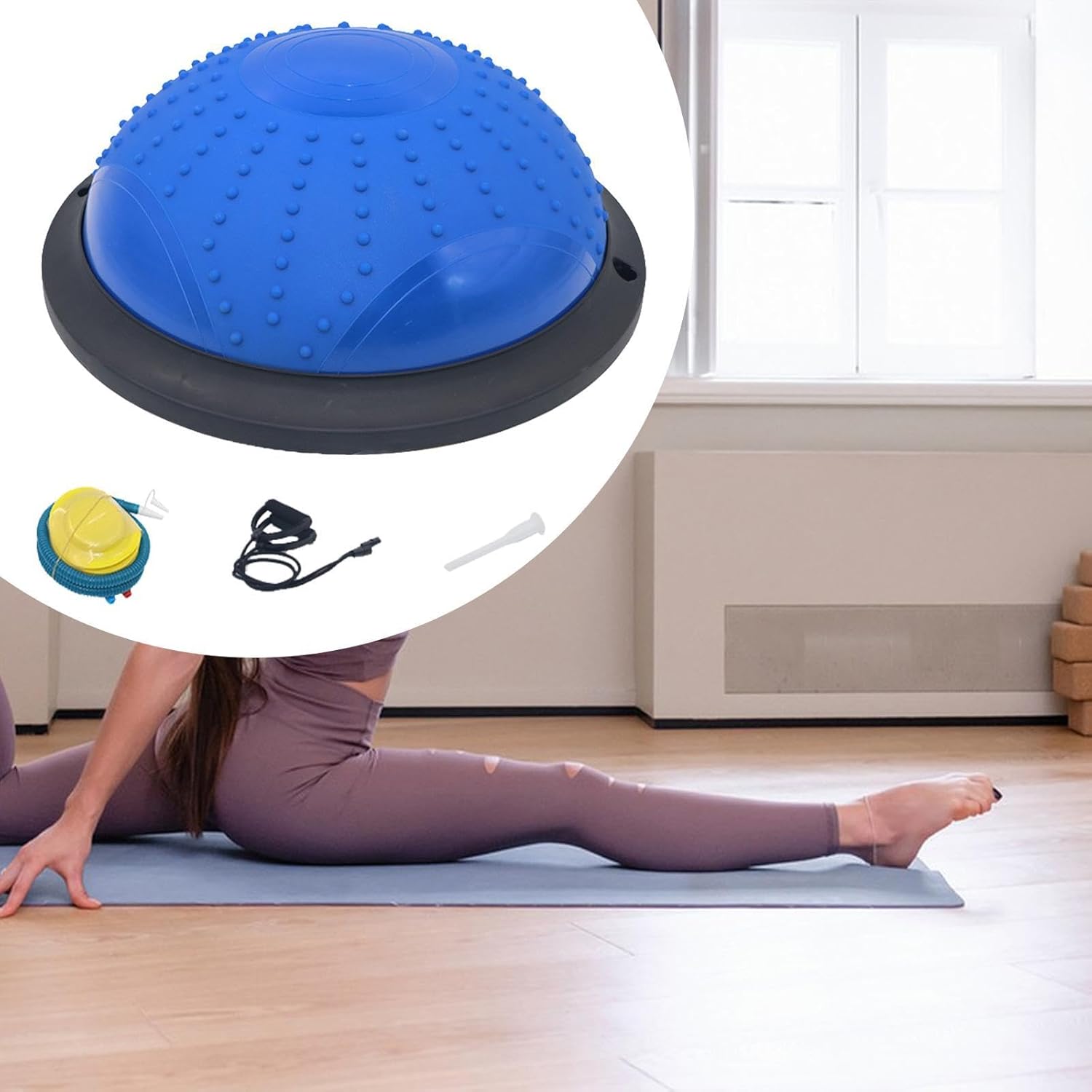 LOL-FUN バランスボール ハーフボール 器具 ワークアウトフィットネス 女性用 ポンプトレーニング付き 全身強化 ホームジム