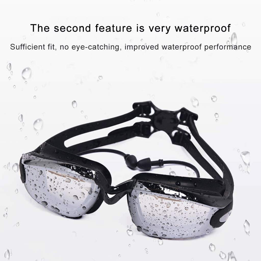 Gafas de natación, protección UV 400 antiniebla No con Fugas Visión Amplia Gafas de Piscina con tapón de oídos Nariz Clip y Estuche para Mujeres Hombres Adultos Jóvenes(1-Pack)