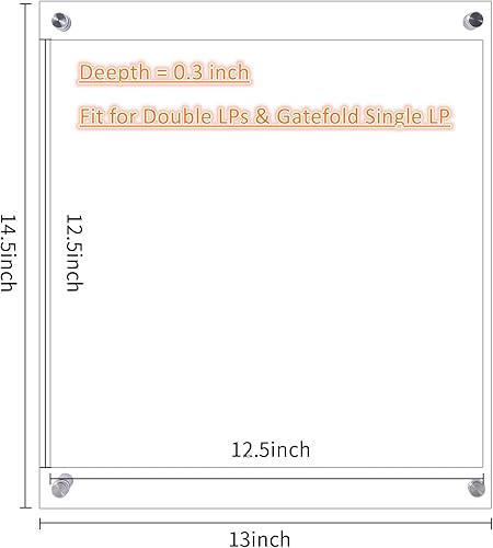 Miniatura 2 de Antilope Marco doble para álbum de vinilo para montaje en pared, acrílico transparente flotante, sin marco, 12.5 x 12.5 pulgadas, doble LPs, portada