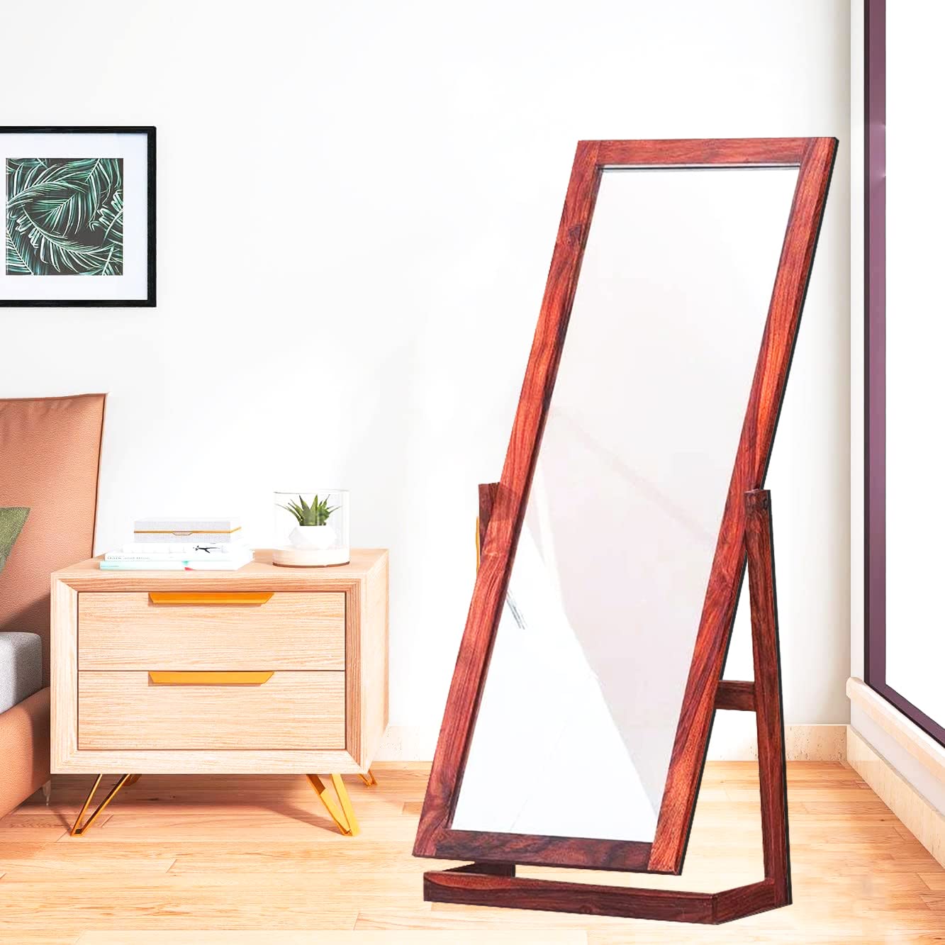 Buy MORVINANDAN FURNITURE Sheesham Wood Full Length Standing Mirror for