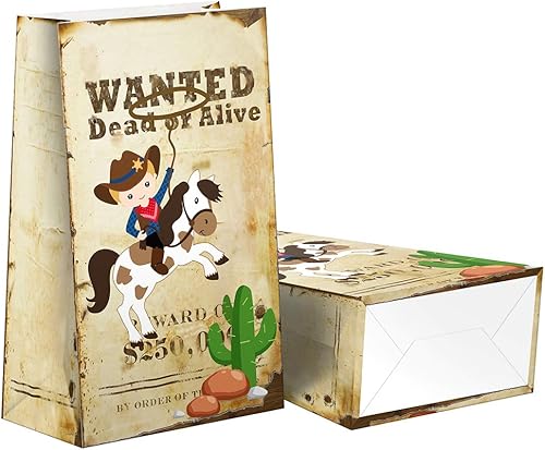 Miniatura 3 de Bolsas de golosinas de vaquero, 24 unidades, bolsas de dulces con calcomanías, bolsas de regalo de vaquero con temática de vaquero, suministros de