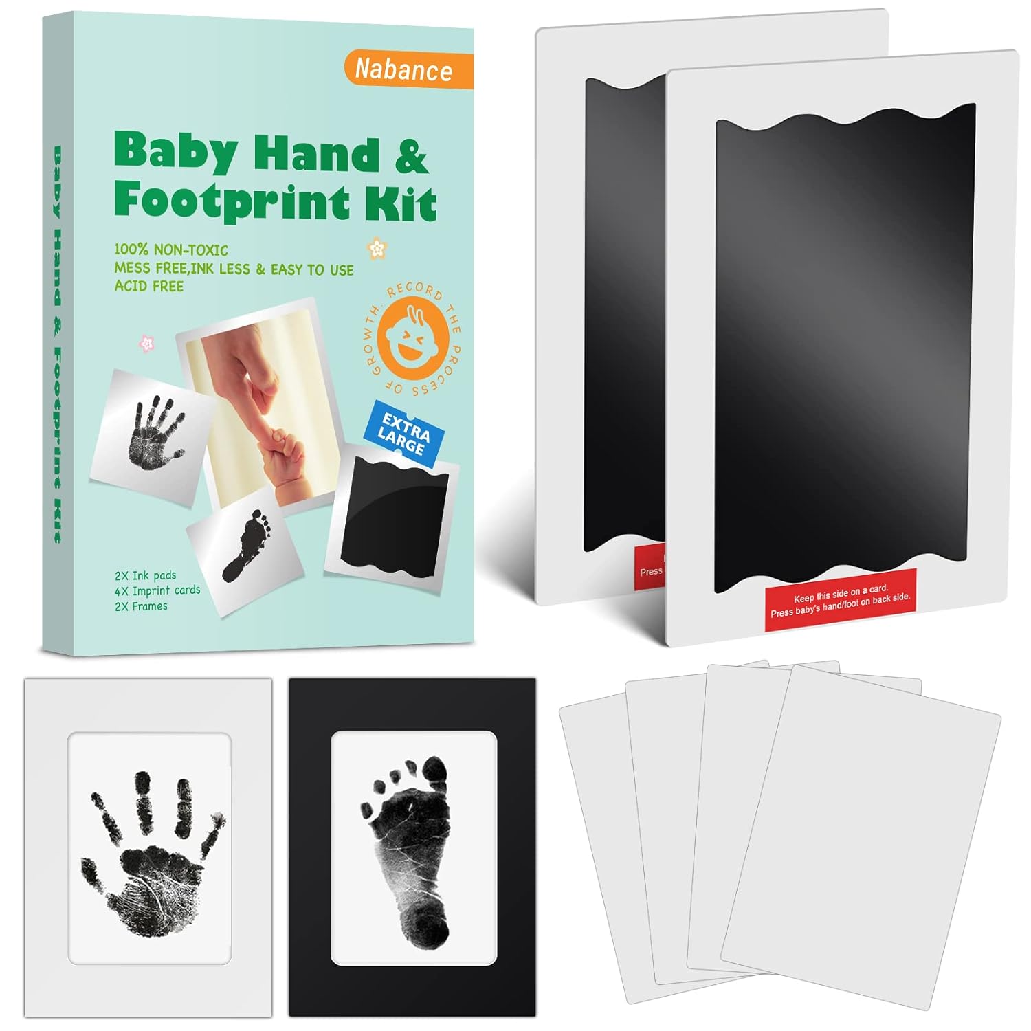 Baby Hand and Footprints, 8 Pcs Large Size Inkless Baby