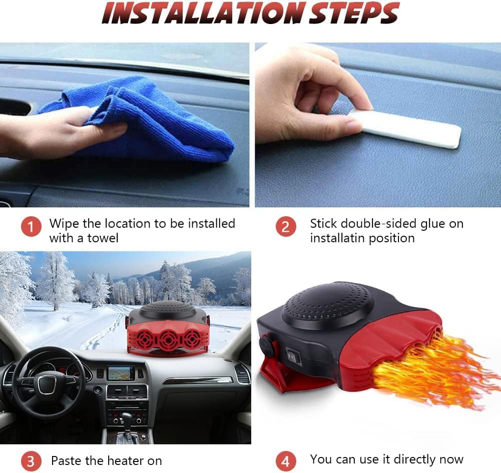 Calentador de coche, kit de desempañador portátil de invierno de 12 V para parabrisas de coche que se conecta al encendedor de cigarrillos