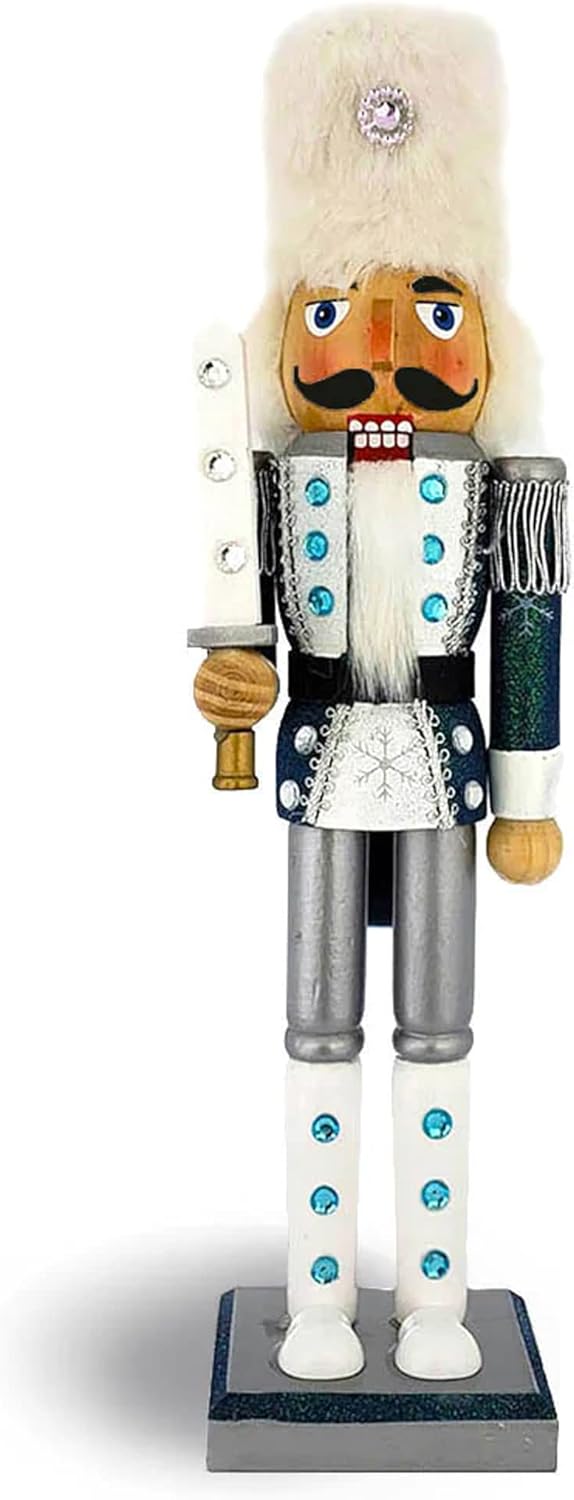 Nutcracker Ballet Gifts, Soldier Nutcracker Christmas Ornaments, Wooden Figure Decoration with Traditional White Uniform for Holiday Home Decor, Ideal Xmas Ornament, Large, 15 Inch