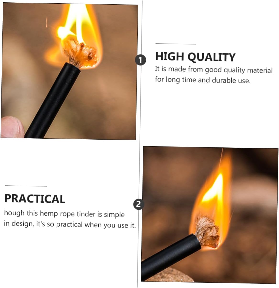INOOMP 3pcs Portable Cord Fire Starter for Camping Rope Wick Outdoor Lightweight and Easy to Use Camping Accessory