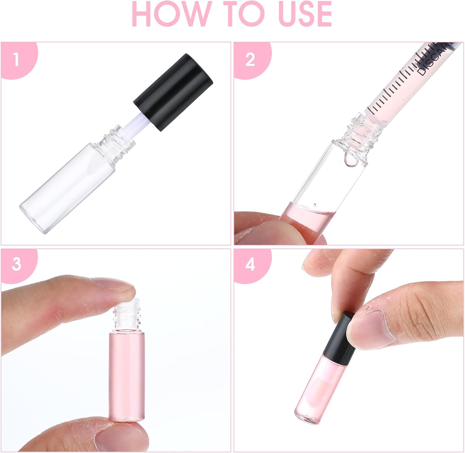 WLLHYF 100 Pcs Mini Lip Gloss Tubes, Refillable Lip Balm Bottle Transparent Empty Containers Travel Personal Cosmetic Inserts Cosmetic Tools Mini Lipstick Containers for Women DIY Makeup