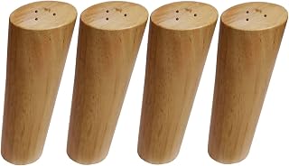 Round Solid Wood Furniture Legs Sofa Replacement Legs Perfect for Mid-Century Modern for Sofa, Couch, Bed, Coffee Table (6 Inches,Set of 4, Original Wood Color)