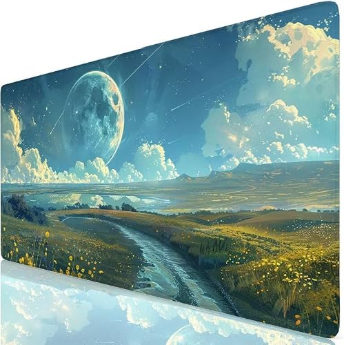 Biała podkładka pod mysz XXL 1200 x 600 mm, podkładka pod mysz meteorytową z podstawą antypoślizgową, trwała i wodoodporna konstrukcja, poprawia precyzję i szybkość, akcesoria biurowe dla graczy K0