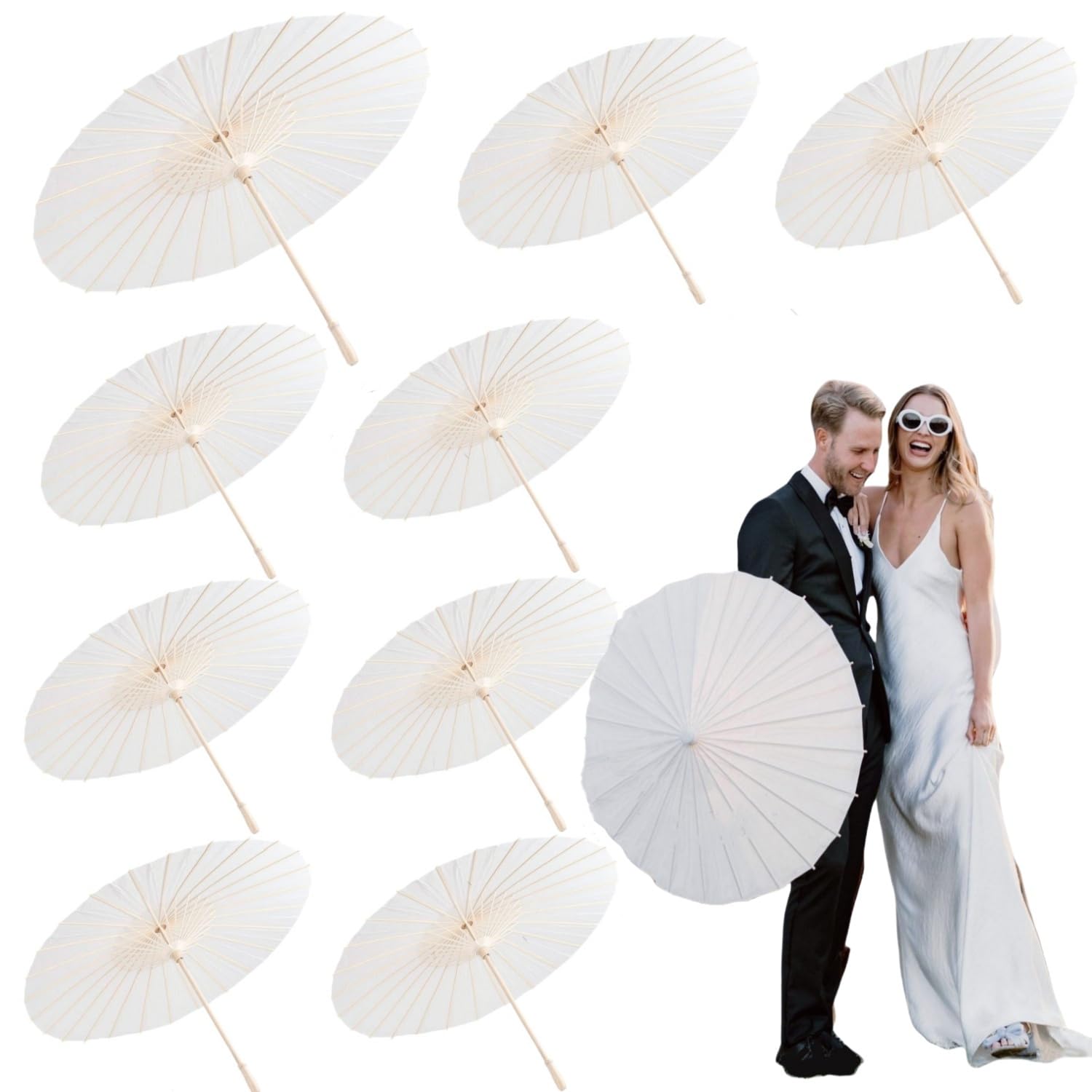 10 ombrelli di carta per matrimoni, ombrelli di carta, ombrelli fai da te, ombrelli di carta bianca, accessori per matrimoni (83 cm)