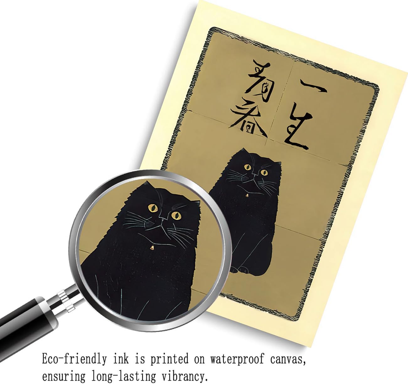 Amazon.com: QMV Japanese Vintage Black Cat Canvas Paintings - Cute