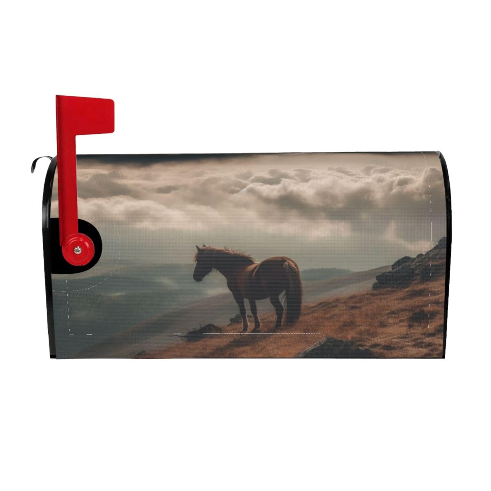 Horse Grazing on The Mountain Mailbox Covers Magnetic Wraps Post Letter Box Cover Garden Home Decor 25.5x21 in