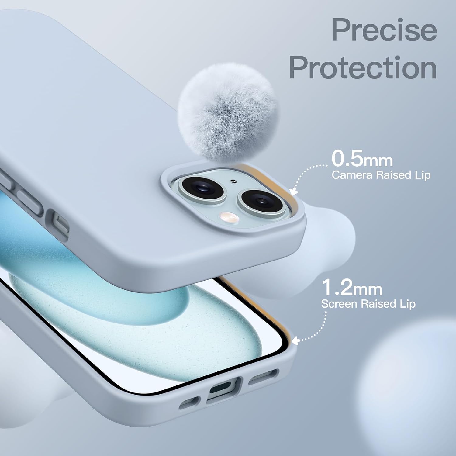 JETech Capa de Silicone para iPhone 15 6,1 Polegadas, Case Protetora para Corpo Inteiro com Toque Suave e Sedoso, Capinha à Prova de Choque com Forro de Microfibra (Azul)
