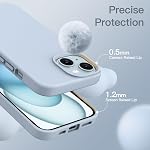 JETech Cas de silicone pour iPhone 15, Sky Blue -Silky Soft Touch, Protection antichoc, Résistant aux rayures, Doublure en microfibre