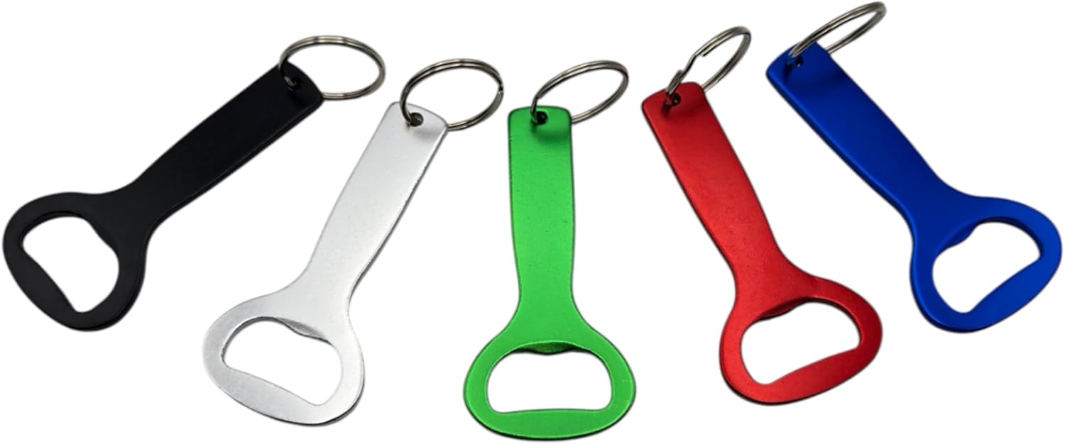Anodized Aluminum Bottle Opener Keychains (Assorted Colors, 5 Pack)