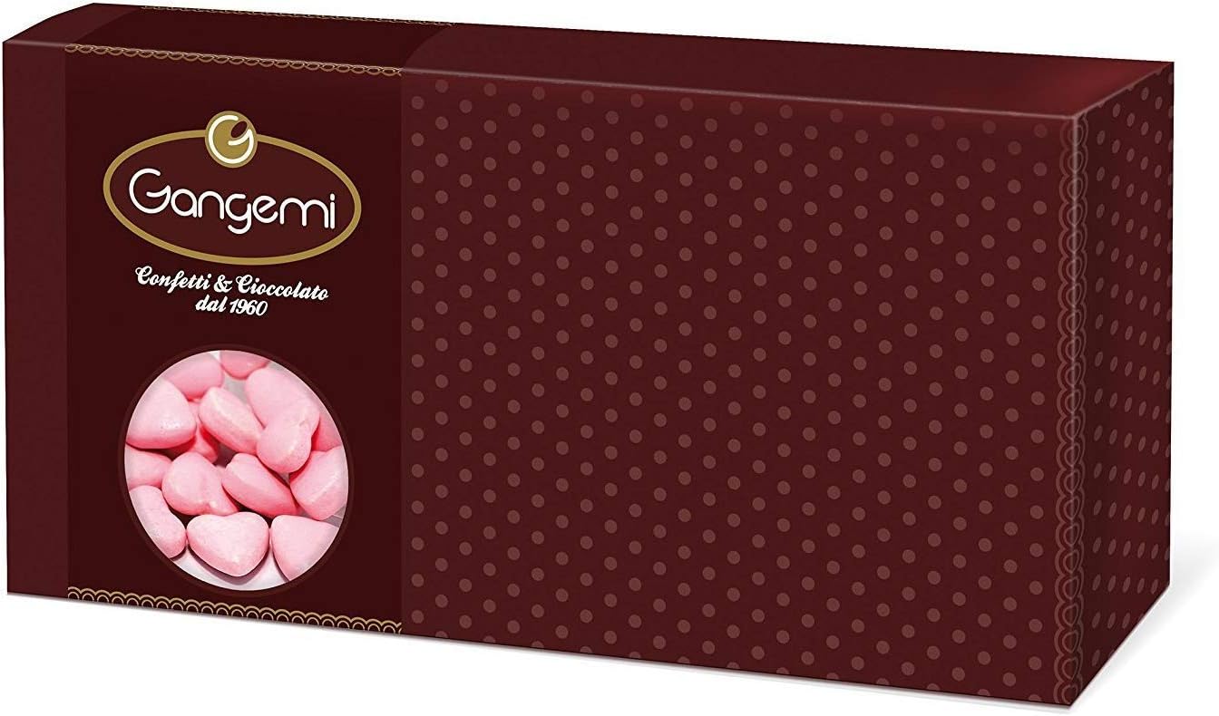 Gangemi Cuoricini - 1kg Fine Wedding Favours Heart Chocolate Dragees - Pink