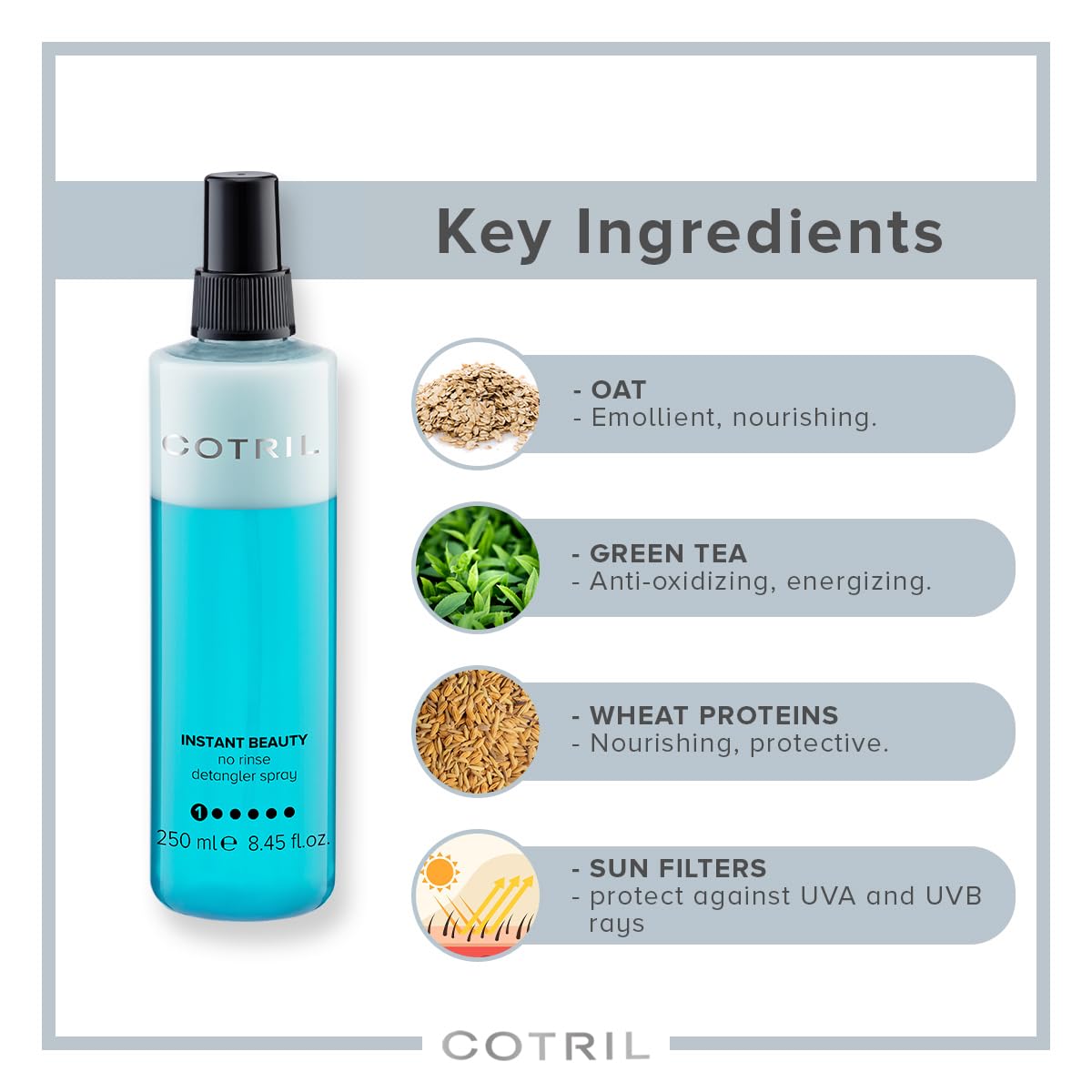 COTRIL Instant Beauty - No Rinse Detangler Hair Spray 250ml, Imported, The Product of Italy 1
