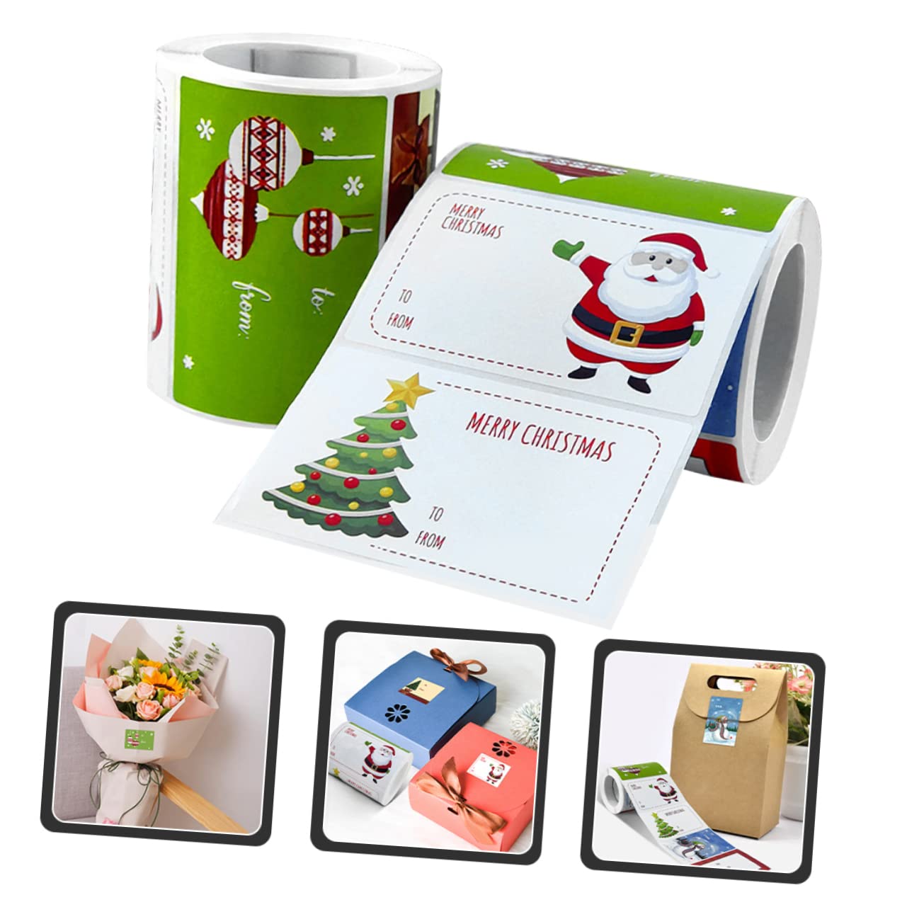 SEWACC 8rollos Etiquetas De Navidad Para De Pegatinas Para Cajas y Envelopes Autoadhesivos y Tarjetas y Diseño Divertido