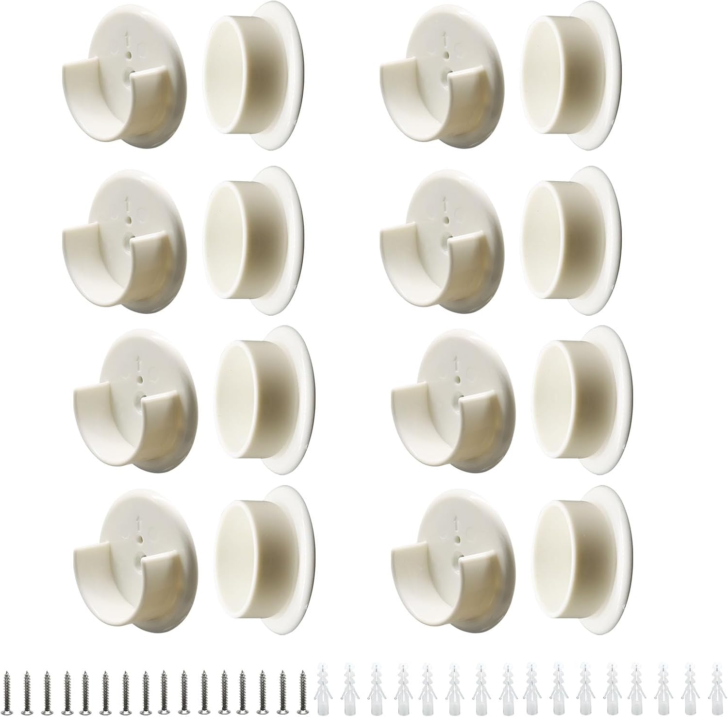BokWin Closet Pole Socket, 4Pcs, U-Shaped, White