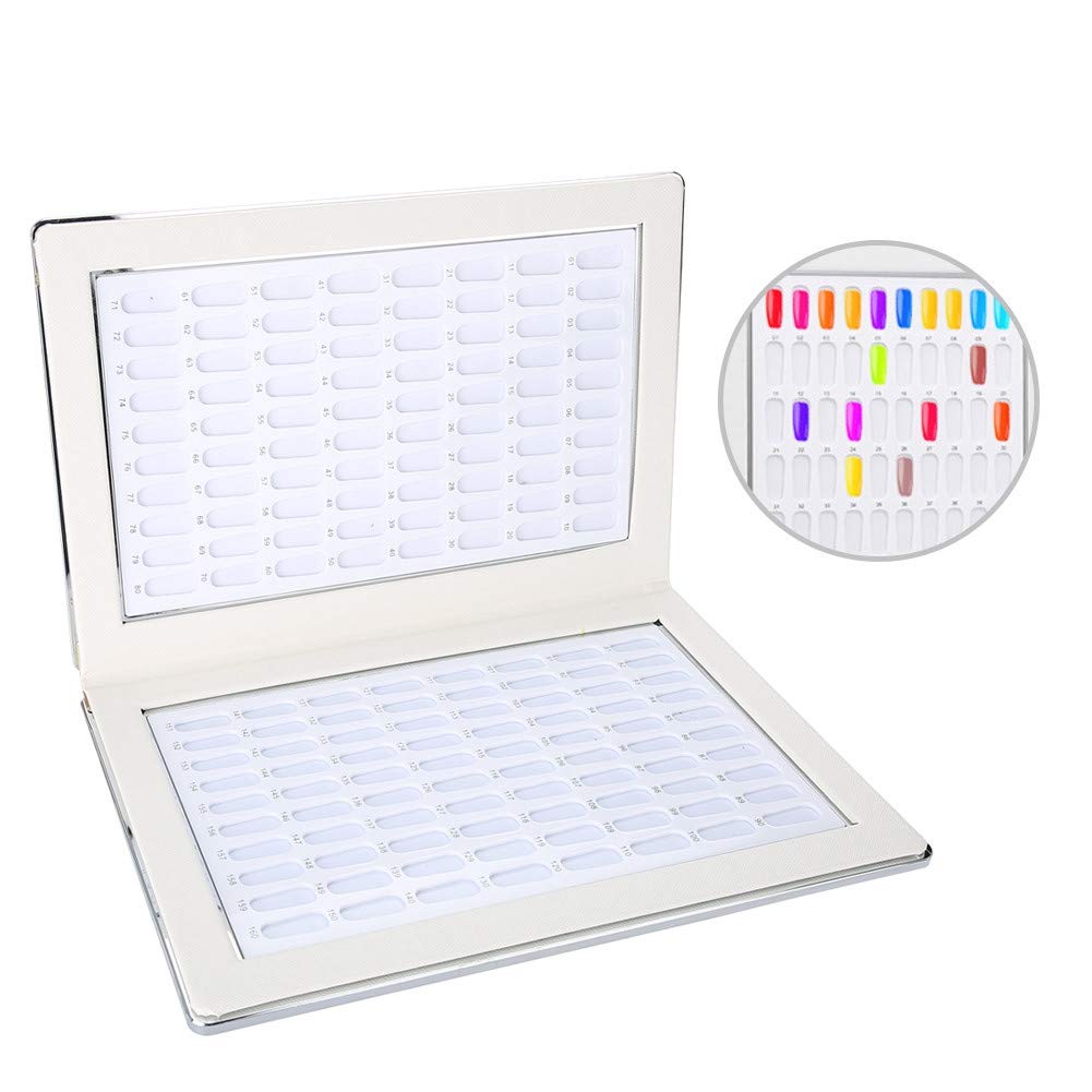 Professional Nail Display Book - Color Chart for Nail Art Supplies, Salon & DIY at Home - Nail Gel Card Practice Color Guide (White)