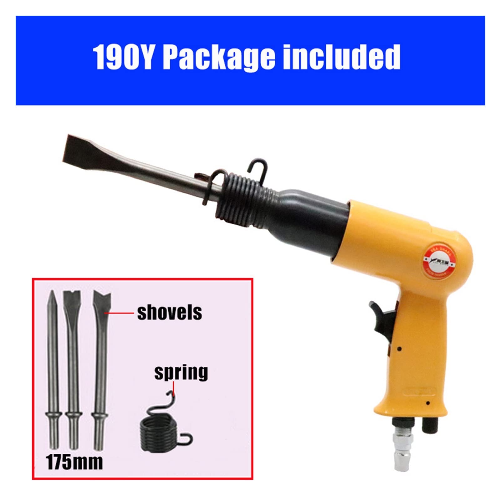 175mm Hammer Powietrza Profesjonalne ręczne łopaty gazowe pistoletowe 190Y Małe Rust Remover Narzędzia pneumatyczne z 4 Dłuta Nitowanie odpryskowe