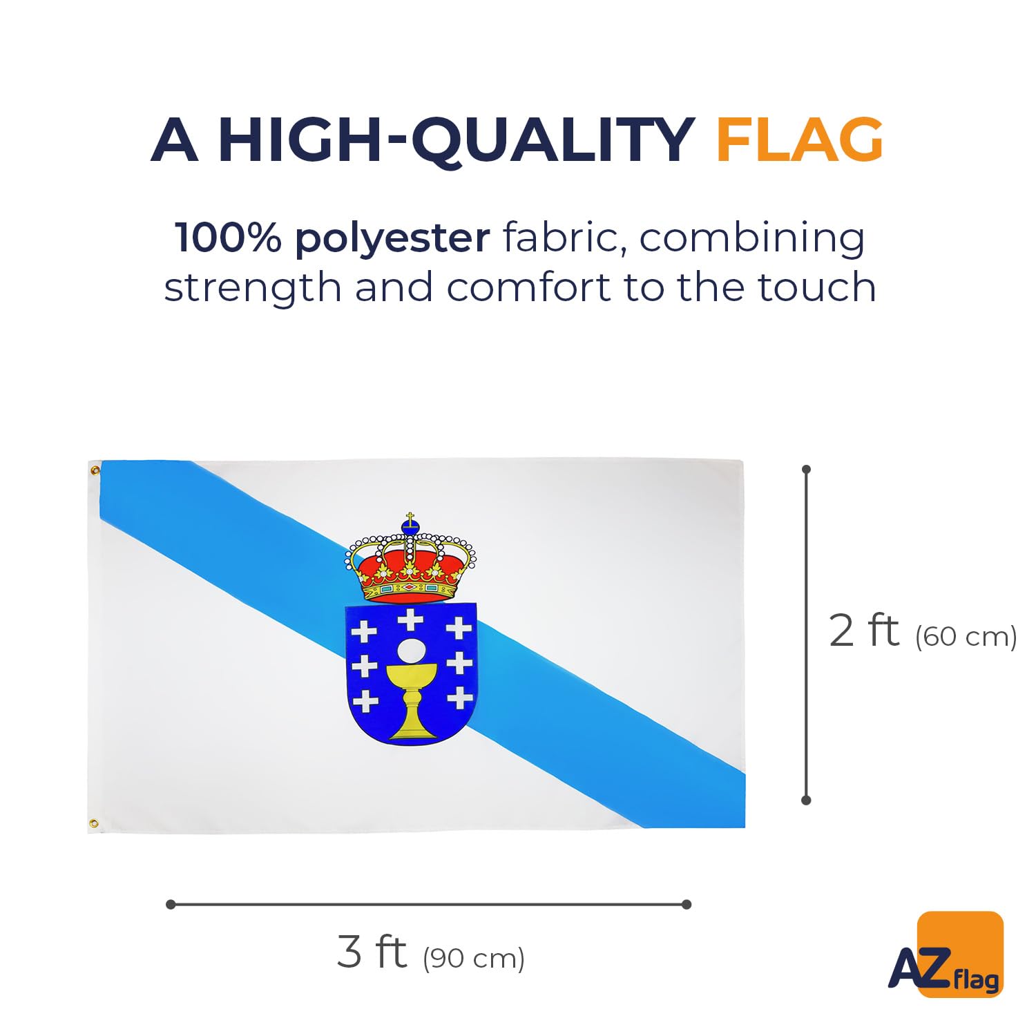 AZ FLAG, Galicia Flag, 2x3 Ft, 100D Polyester Spanish Region Of Galicia Banner with Two Metal Grommets, Fade Resistant - Image 2
