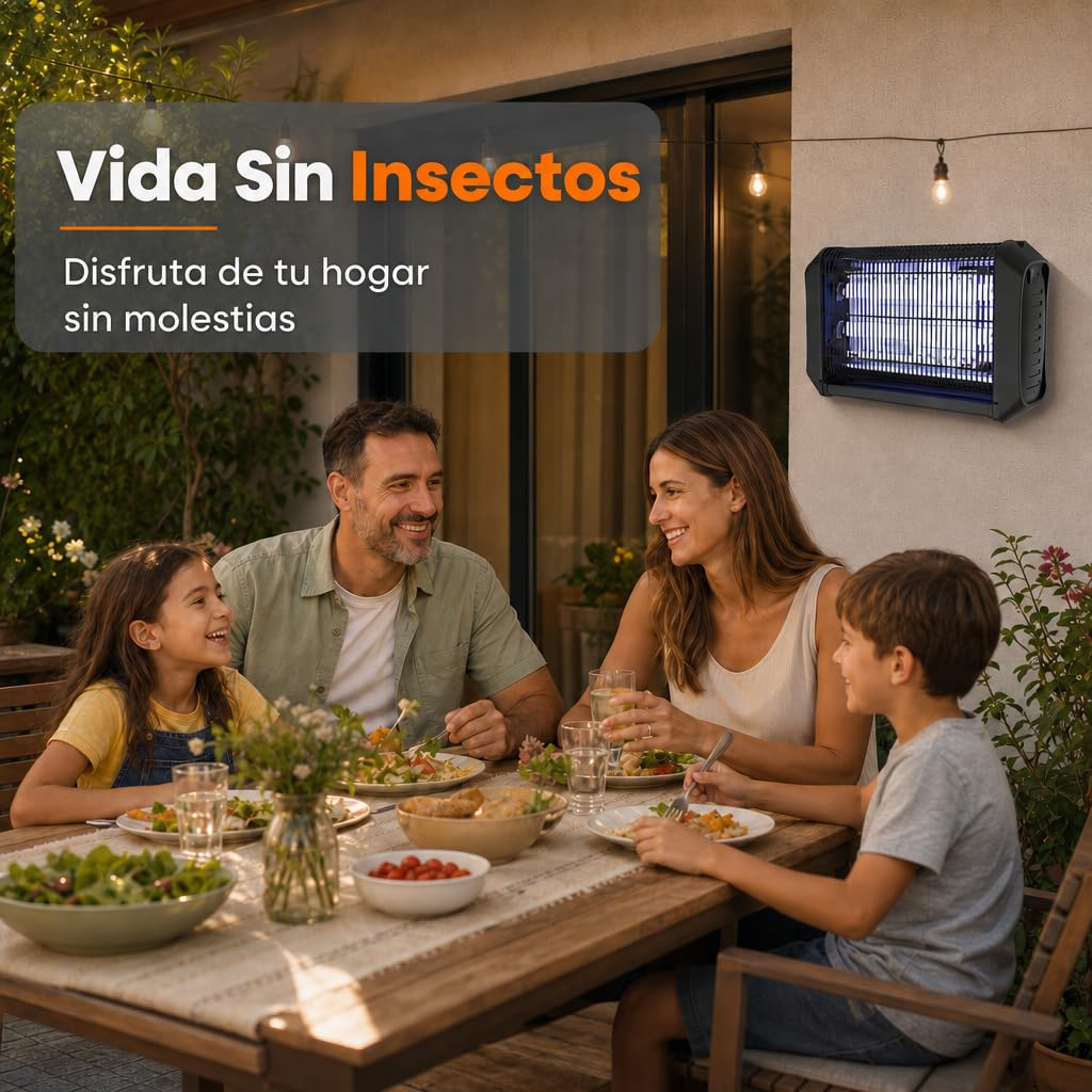 Sogo Lámpara Antimosquitos LED 4 W para hasta 60 m² - Mata Mosquitos Eléctrico Silencioso y Eficiente - Mata Insectos Eléctrico para Interior y Exterior Cubierto con Alta Seguridad