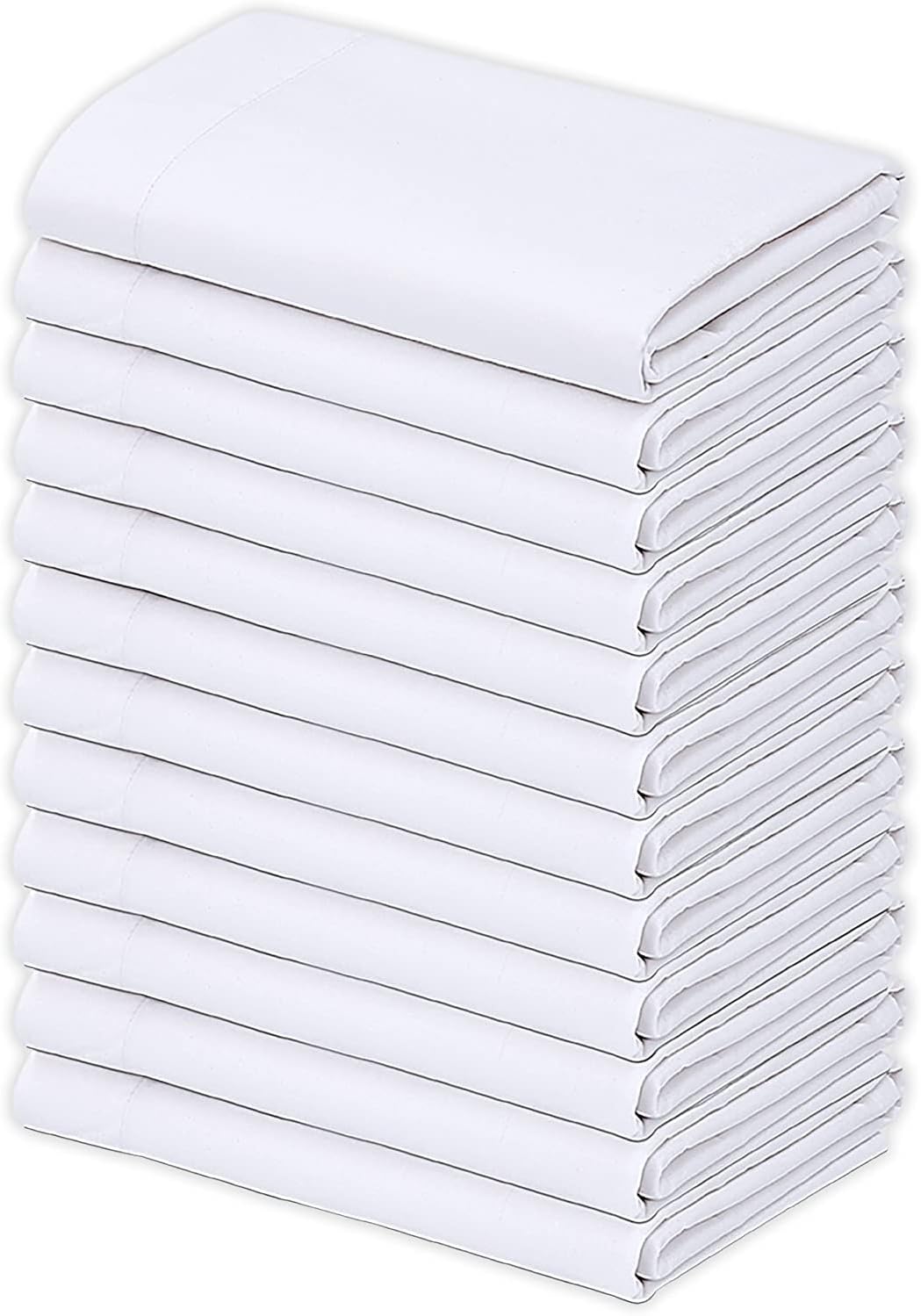 GOLD TEXTILES 12 Pack Polycotton Pillowcases Queen Size, White T-200, Multipurpose- Ideal for use in Hotels, Hospitals, School Projects and More (12, Queen Pillowcases)