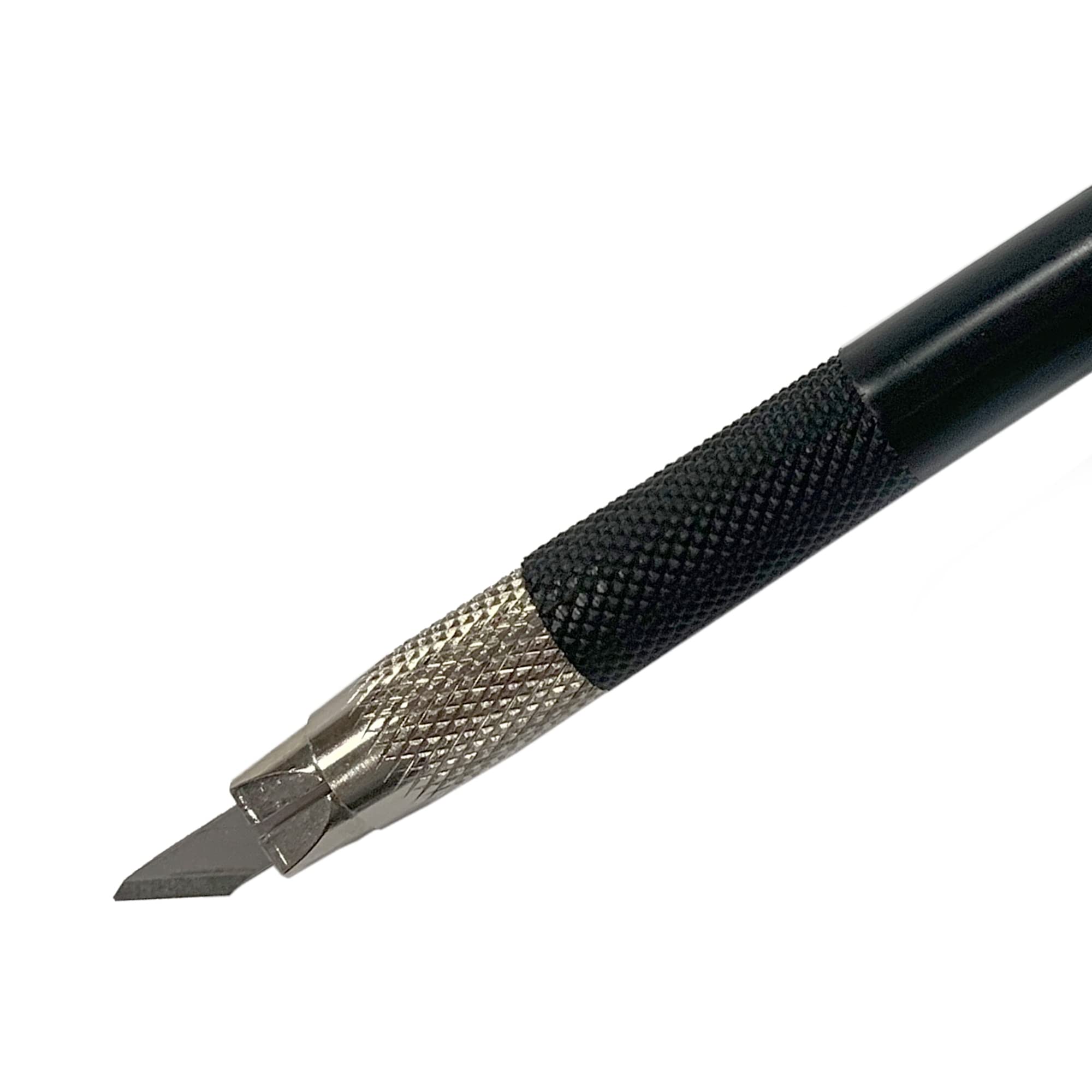 Cutter Profesional para Bellas Artes Tipo Pluma con Tapa y Caja con 10 Cuchillas de Repuesto, Cabezal metálico y cuchilla en 30º para mayor precisión, Fabricado por SDI by Office Box